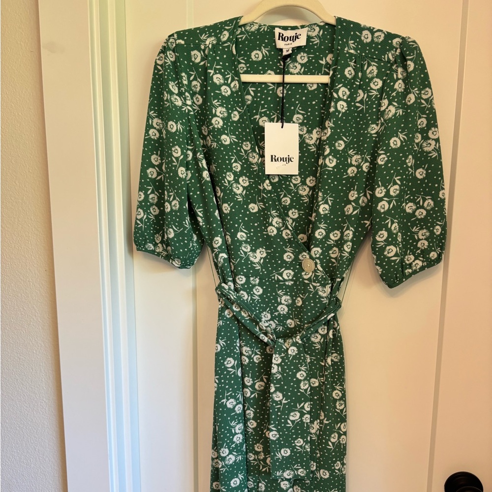Rouje Gabin Green Floral Dress NWT Size 4 (FR 36) - Picture 2 of 3